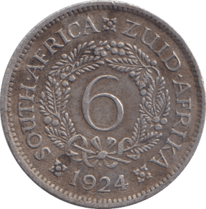 1924 SILVER SIXPENCE SOUTH AFRICA - SILVER WORLD COINS - Cambridgeshire Coins