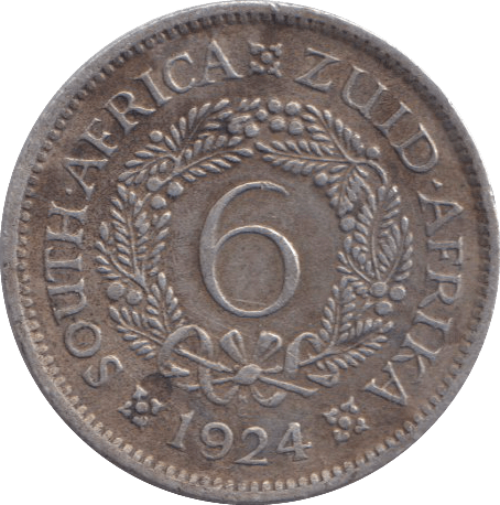 1924 SILVER SIXPENCE SOUTH AFRICA - SILVER WORLD COINS - Cambridgeshire Coins