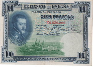 1925 100 PESTAS SPAIN BANKNOTE REF-1860 - WORLD BANKNOTES - Cambridgeshire Coins