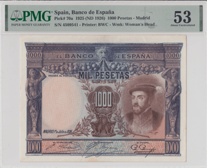 1925 BANKNOTE SPAIN BANCO DE ESPANA 1000 PESETAS - MADRID PMG - PMG CERTIFIED WORLD BANKNOTES - Cambridgeshire Coins