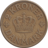 1925 DANISH 2 KRONER - Silver Proof - Cambridgeshire Coins