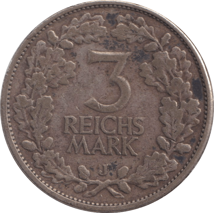 1925 SILVER THREE MARK GERMANY - SILVER WORLD COINS - Cambridgeshire Coins