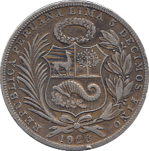 1926 SILVER SOL PERU - SILVER WORLD COINS - Cambridgeshire Coins