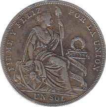 1926 SILVER SOL PERU - SILVER WORLD COINS - Cambridgeshire Coins