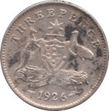 1926 SILVER THREEPENCE AUSTRALIA - SILVER WORLD COINS - Cambridgeshire Coins