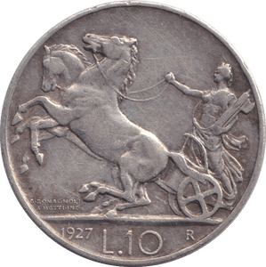 1927 10 LIRA ITALY - WORLD COINS - Cambridgeshire Coins