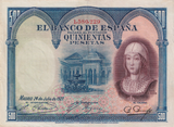 1927 500 PESTAS BANKNOTE SPAIN REF-1614 - WORLD BANKNOTES - Cambridgeshire Coins