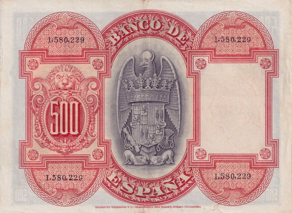 1927 500 PESTAS BANKNOTE SPAIN REF-1614 - WORLD BANKNOTES - Cambridgeshire Coins