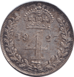 1927 MAUNDY FOURPENCE ( UNC ) - MAUNDY FOURPENCE - Cambridgeshire Coins