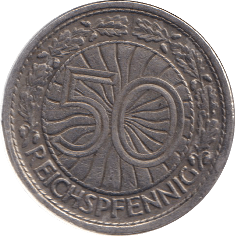 1927 NICKEL FIFTY PFENNIG GERMANY - Cambridgeshire Coins