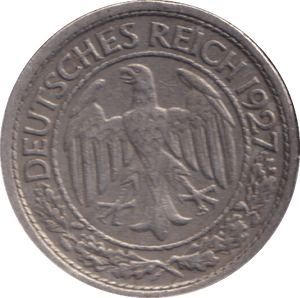1927 NICKEL FIFTY PFENNIG GERMANY - Cambridgeshire Coins