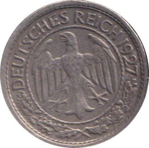 1927 NICKEL FIFTY PFENNIG GERMANY - Cambridgeshire Coins