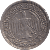 1927 NICKEL FIFTY PFENNIG GERMANY - Cambridgeshire Coins
