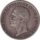 1927 SILVER 5 LIRA ITALY - SILVER WORLD COINS - Cambridgeshire Coins