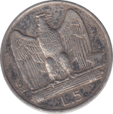 1927 SILVER ITALY 5 LIRA - SILVER WORLD COINS - Cambridgeshire Coins