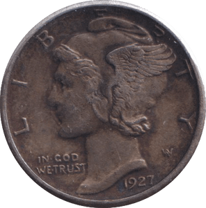 1927 SILVER ONE DIME USA - SILVER WORLD COINS - Cambridgeshire Coins
