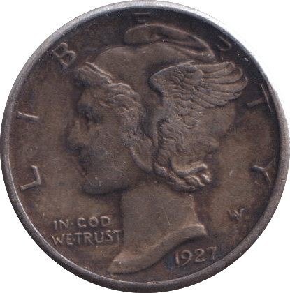 1927 SILVER ONE DIME USA - SILVER WORLD COINS - Cambridgeshire Coins