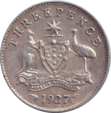 1927 SILVER THREEPENCE AUSTRALIA - SILVER WORLD COINS - Cambridgeshire Coins