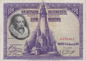 1928 100 PESTAS BANKNOTE SPAIN REF-1633 - WORLD BANKNOTES - Cambridgeshire Coins