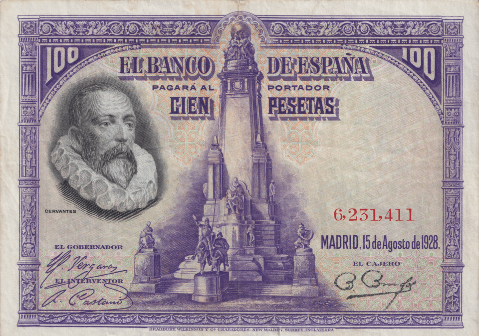 1928 100 PESTAS BANKNOTE SPAIN REF-1633 - WORLD BANKNOTES - Cambridgeshire Coins