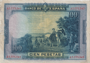 1928 100 PESTAS BANKNOTE SPAIN REF-1634 - WORLD BANKNOTES - Cambridgeshire Coins