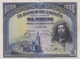 1928 1000 PESTAS BANKNOTE SPAIN REF-1617 - WORLD BANKNOTES - Cambridgeshire Coins