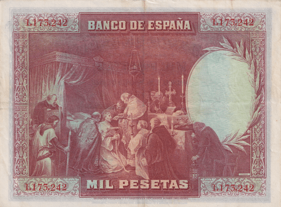 1928 1000 PESTAS BANKNOTE SPAIN REF-1617 - WORLD BANKNOTES - Cambridgeshire Coins
