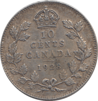1928 CANADA SILVER 10 CENT - WORLD COINS - Cambridgeshire Coins