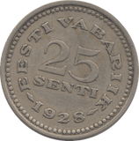 1928 ESTONIA 25 SENTI - WORLD COINS - Cambridgeshire Coins
