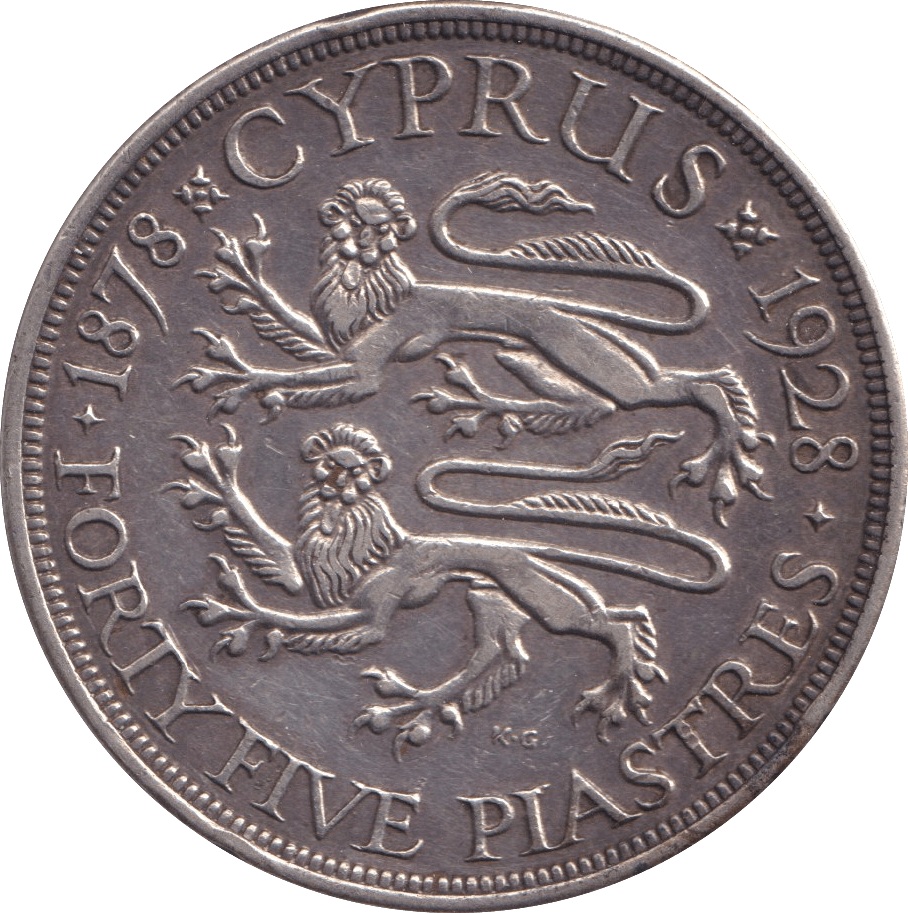 1928 SILVER 45 PIASTRES CYPRUS - SILVER WORLD COINS - Cambridgeshire Coins