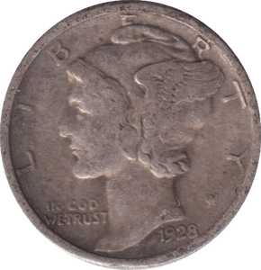 1928 SILVER USA ONE DIME - SILVER WORLD COINS - Cambridgeshire Coins