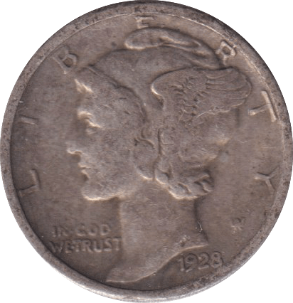 1928 SILVER USA ONE DIME - SILVER WORLD COINS - Cambridgeshire Coins