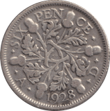 1928 SIXPENCE ( FINE ) - SIXPENCE - Cambridgeshire Coins