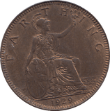 1929 FARTHING ( AUNC ) - FARTHING - Cambridgeshire Coins