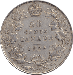 1929 FIFTY CENTS CANADA - WORLD COINS - Cambridgeshire Coins