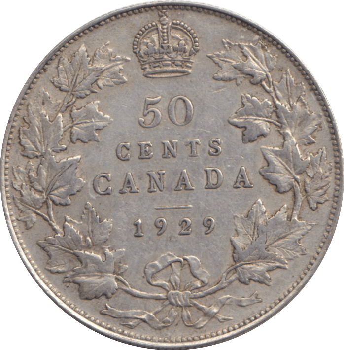 1929 FIFTY CENTS CANADA - WORLD COINS - Cambridgeshire Coins