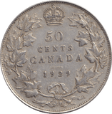 1929 FIFTY CENTS CANADA - WORLD COINS - Cambridgeshire Coins