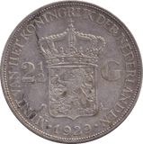 1929 SILVER 2 1/2 GULDEN NETHERLANDS - SILVER WORLD COINS - Cambridgeshire Coins