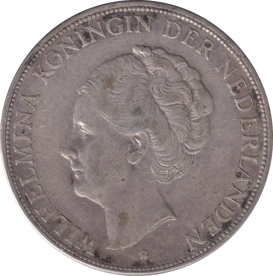 1929 SILVER 2 1/2 GULDEN NETHERLANDS - SILVER WORLD COINS - Cambridgeshire Coins