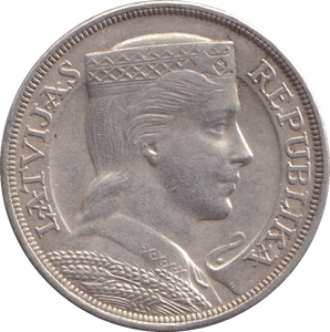 1929 SILVER 5 LATI LATVIA - SILVER WORLD COINS - Cambridgeshire Coins