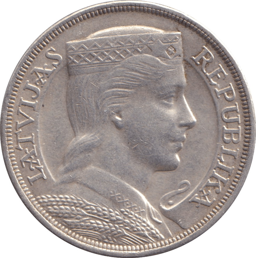 1929 SILVER 5 LATI LATVIA - SILVER WORLD COINS - Cambridgeshire Coins