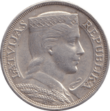1929 SILVER 5 LATI LATVIA - SILVER WORLD COINS - Cambridgeshire Coins