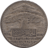 1929 SILVER 50 PIASTRES LEBANON - SILVER WORLD COINS - Cambridgeshire Coins