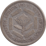 1929 SILVER SIXPENCE SOUTH AFRICA - SILVER WORLD COINS - Cambridgeshire Coins