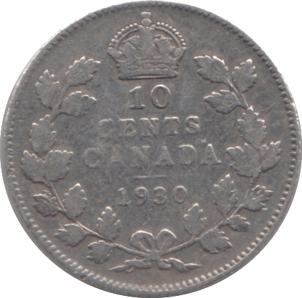 1930 10 CENTS CANADA - SILVER WORLD COINS - Cambridgeshire Coins
