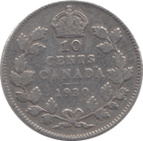 1930 10 CENTS CANADA - SILVER WORLD COINS - Cambridgeshire Coins