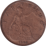 1930 FARTHING (GVF) - FARTHING - Cambridgeshire Coins