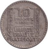 1930 SILVER 10 FRANCS FRANCE - SILVER WORLD COINS - Cambridgeshire Coins