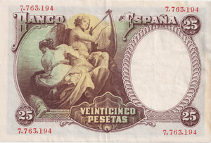 1931 25 PESTAS BANKNOTE SPAIN REF-1639 - WORLD BANKNOTES - Cambridgeshire Coins
