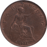 1931 FARTHING ( AUNC ) - FARTHING - Cambridgeshire Coins